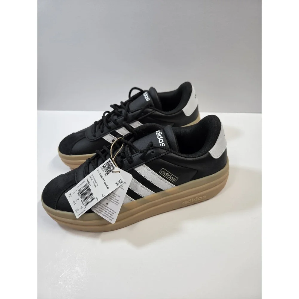 Adidas VL Court W Size Women's 9.5 Athletic Shoes Black White Casual Sneakers